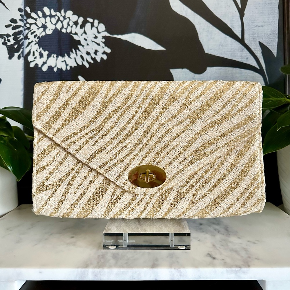 H&M Gold and Cream Envelope Clutch
